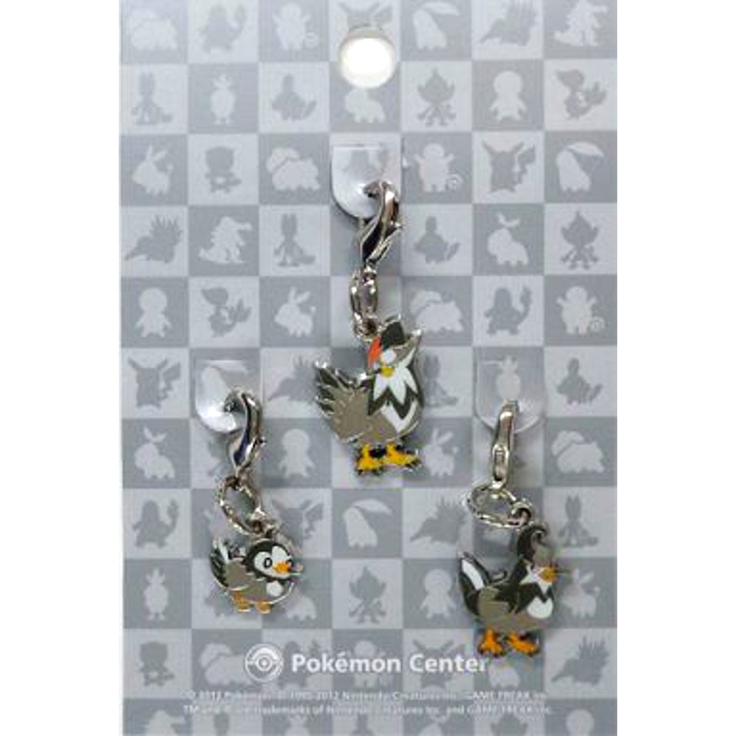 Set of 3 Starly & Staravia & Staraptor Pokemon National Pokedex Metal Charm Pokemon Center Limited [USED]