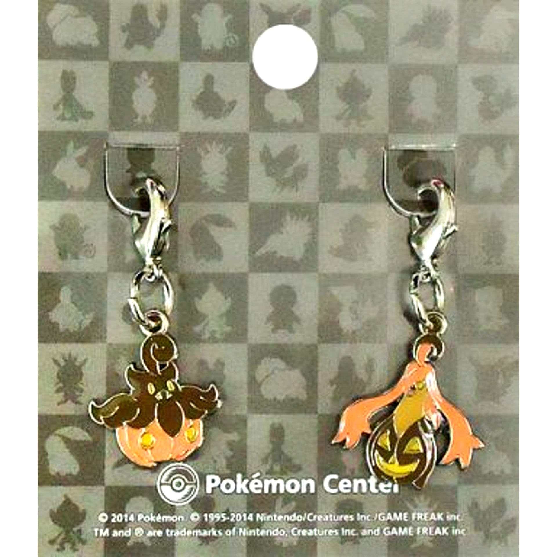 Set of 2 710. Pumpkaboo & 711. Gourgeist Pokemon National Pokedex Metal Charm Pokemon Center Ltd [USED]