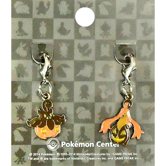 Set of 2 710. Pumpkaboo & 711. Gourgeist Pokemon National Pokedex Metal Charm Pokemon Center Ltd [USED]