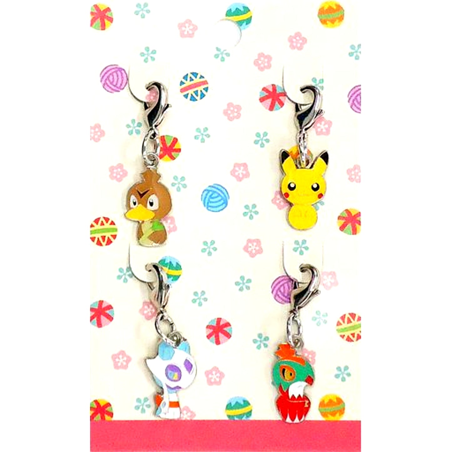 Pikachu Froslass Hawlucha Farfetch'd Kokeshi Metal Charm Set Pokemon x Japanese Pattern Pokemon Pokemon Center Limited [USED]