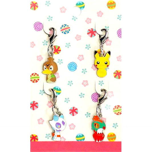Pikachu Froslass Hawlucha Farfetch'd Kokeshi Metal Charm Set Pokemon x Japanese Pattern Pokemon Pokemon Center Limited [USED]
