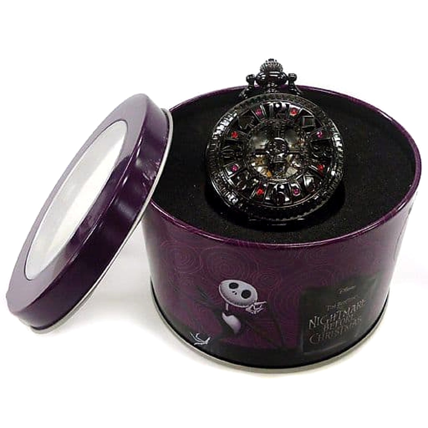The Nightmare Before Christmas Black Premium Rhinestone Relief Pocket Watch [USED]