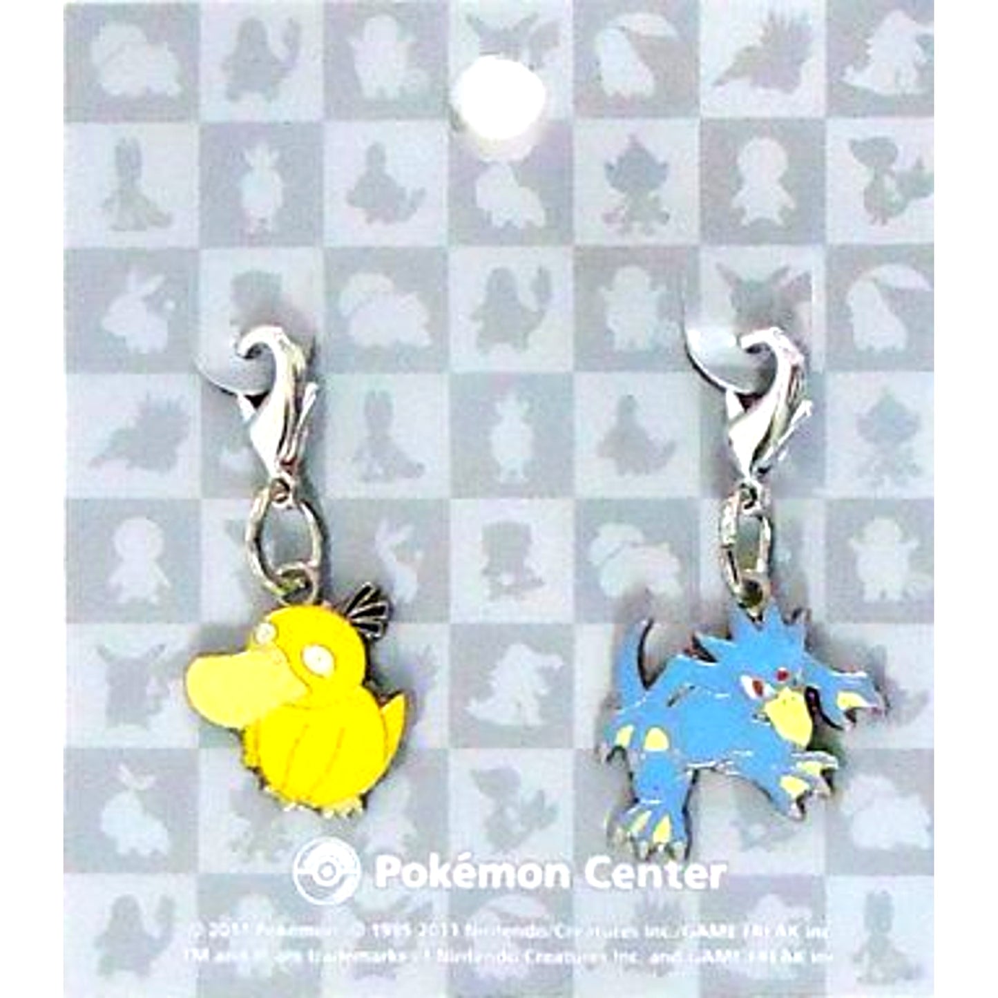 Set of 2 054 Psyduck & 055 Golduck Pokemon National Pokedex Metal Charm Pokemon Center Ltd [USED]