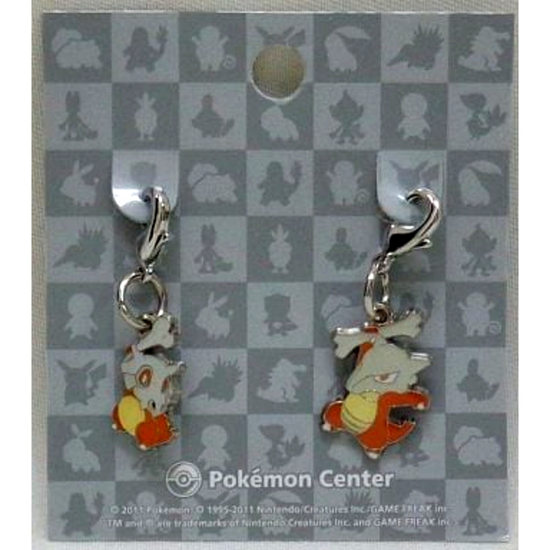 Set of 2 104 Cubone & 105 Marowak Pokemon National Pokedex Metal Charm Pokemon Center Ltd [USED]