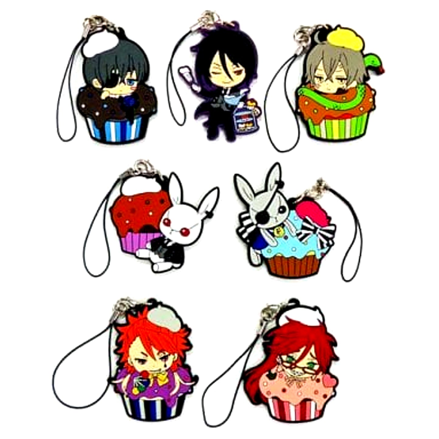 Sebastian Michaelis & Others Black Butler: Book of Circus All 7 Types Set Ichiban Kuji Rubber Charm Prize H [USED]