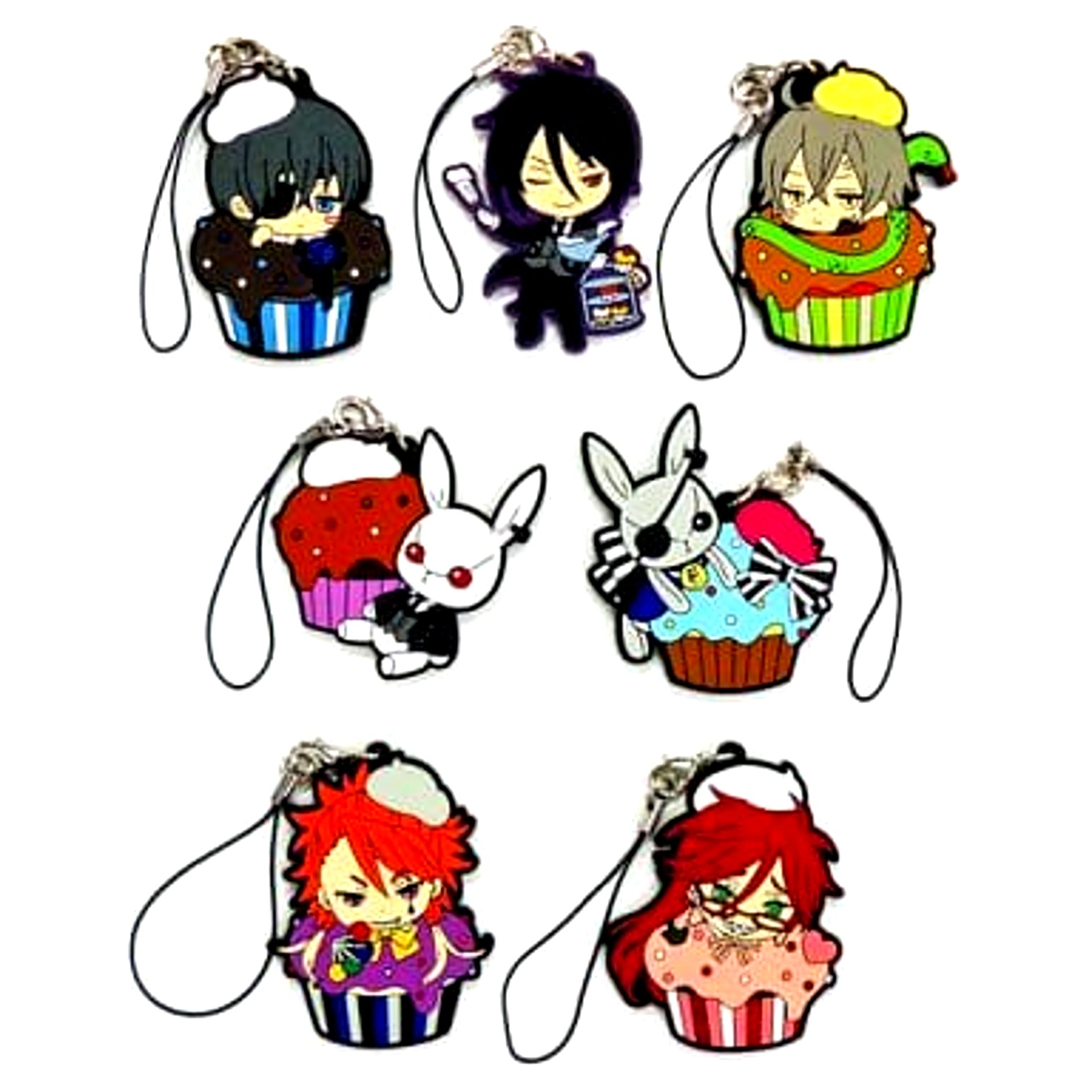 Sebastian Michaelis & Others Black Butler: Book of Circus All 7 Types Set Ichiban Kuji Rubber Charm Prize H [USED]