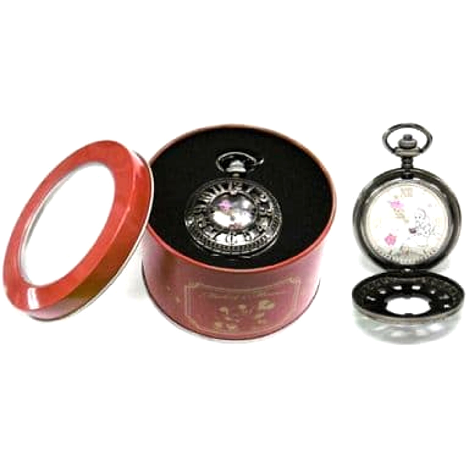 Disney Characters Alice in Wonderland Premium Rhinestone Relief Pocket Watch [USED]