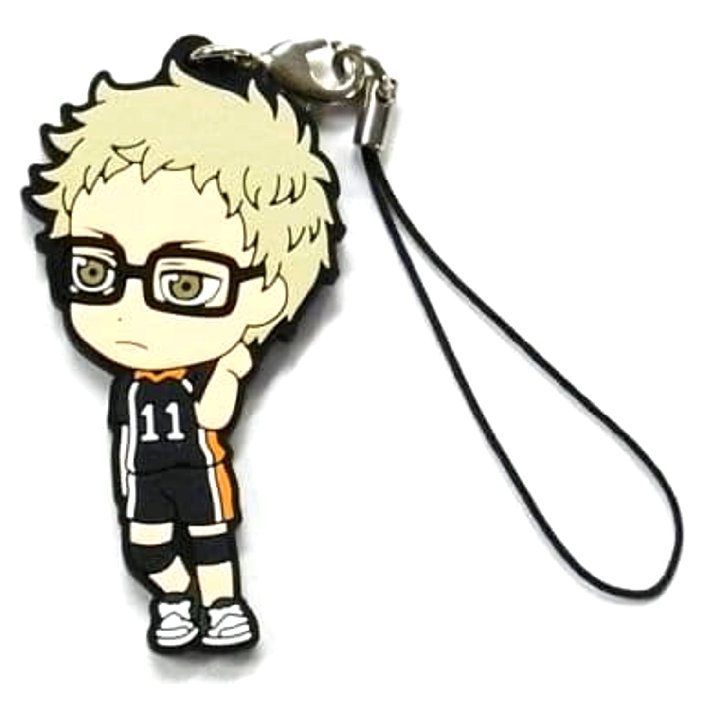 Haikyu!! Kei Tsukishima Ichiban Kuji Kyoteki Gekitostu! Karasuno Rubber Strap Prize H Keychains [USED]