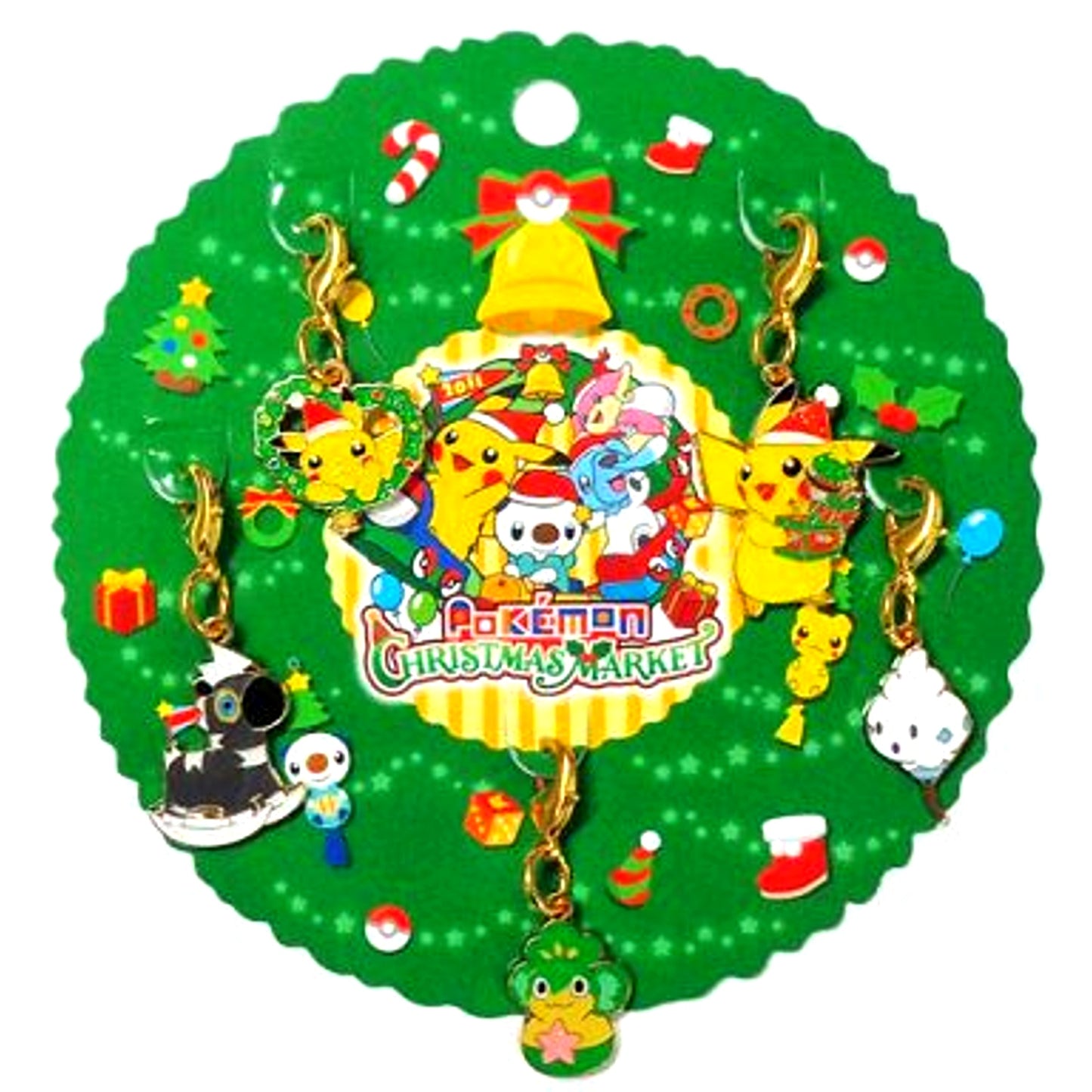 Set of 5 Pikachu Metal Charm Set Christmas Market Pokemon Pokemon Center Ltd [USED]