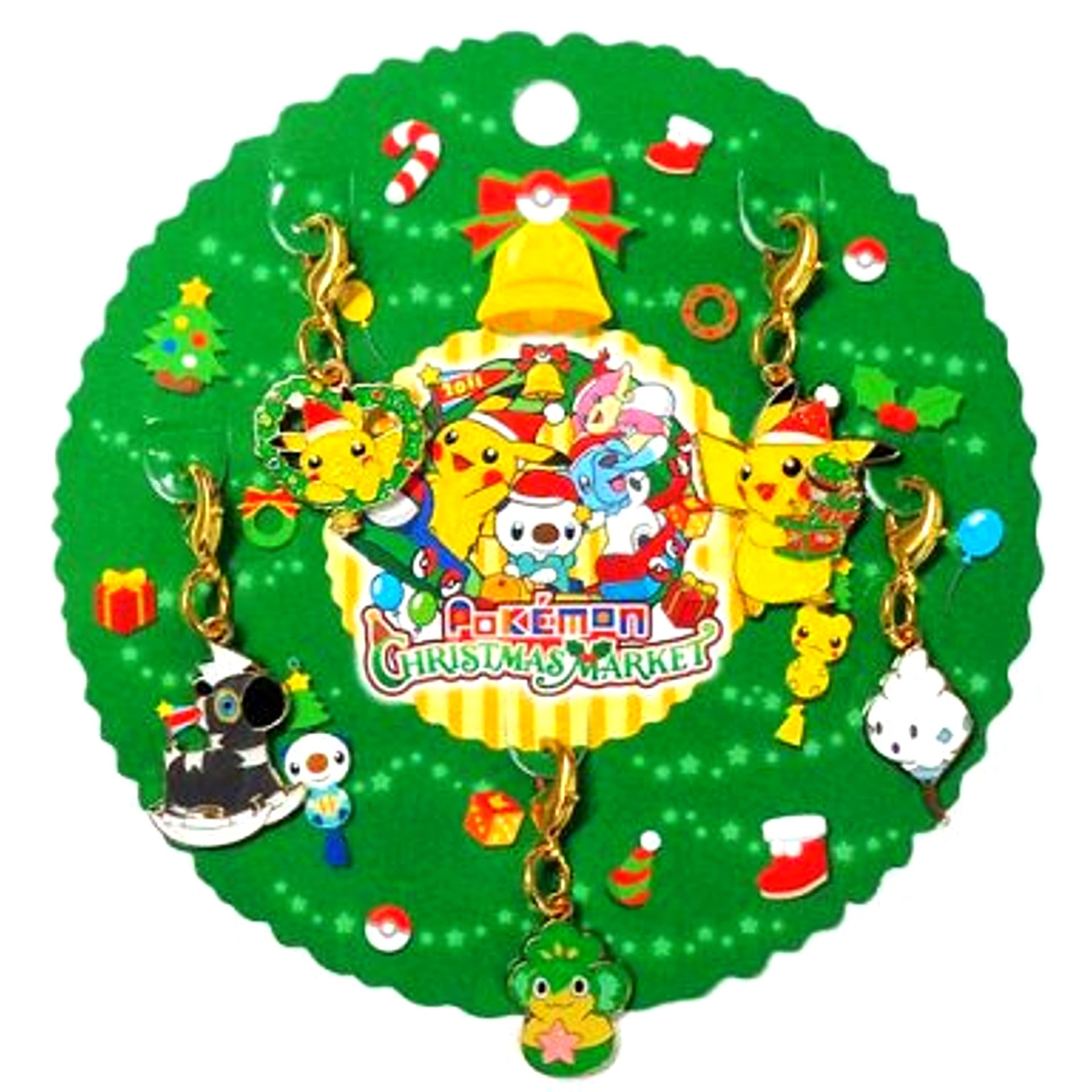 Set of 5 Pikachu Metal Charm Set Christmas Market Pokemon Pokemon Center Ltd [USED]
