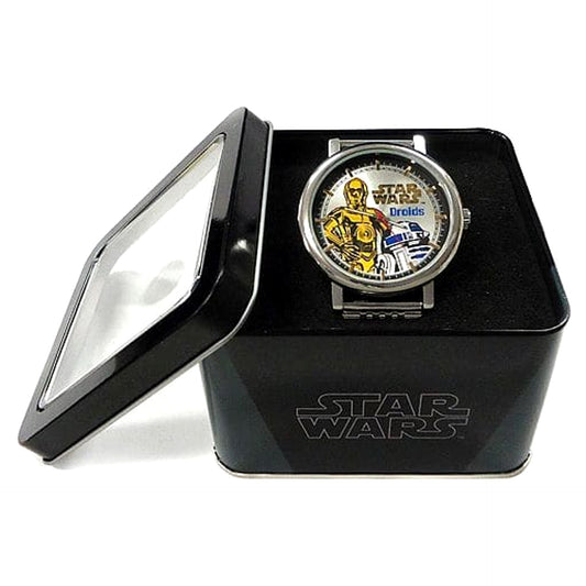 Star Wars Silver R2-D2 & C-3PO Premium Big Face Metal Wristwatch [USED]