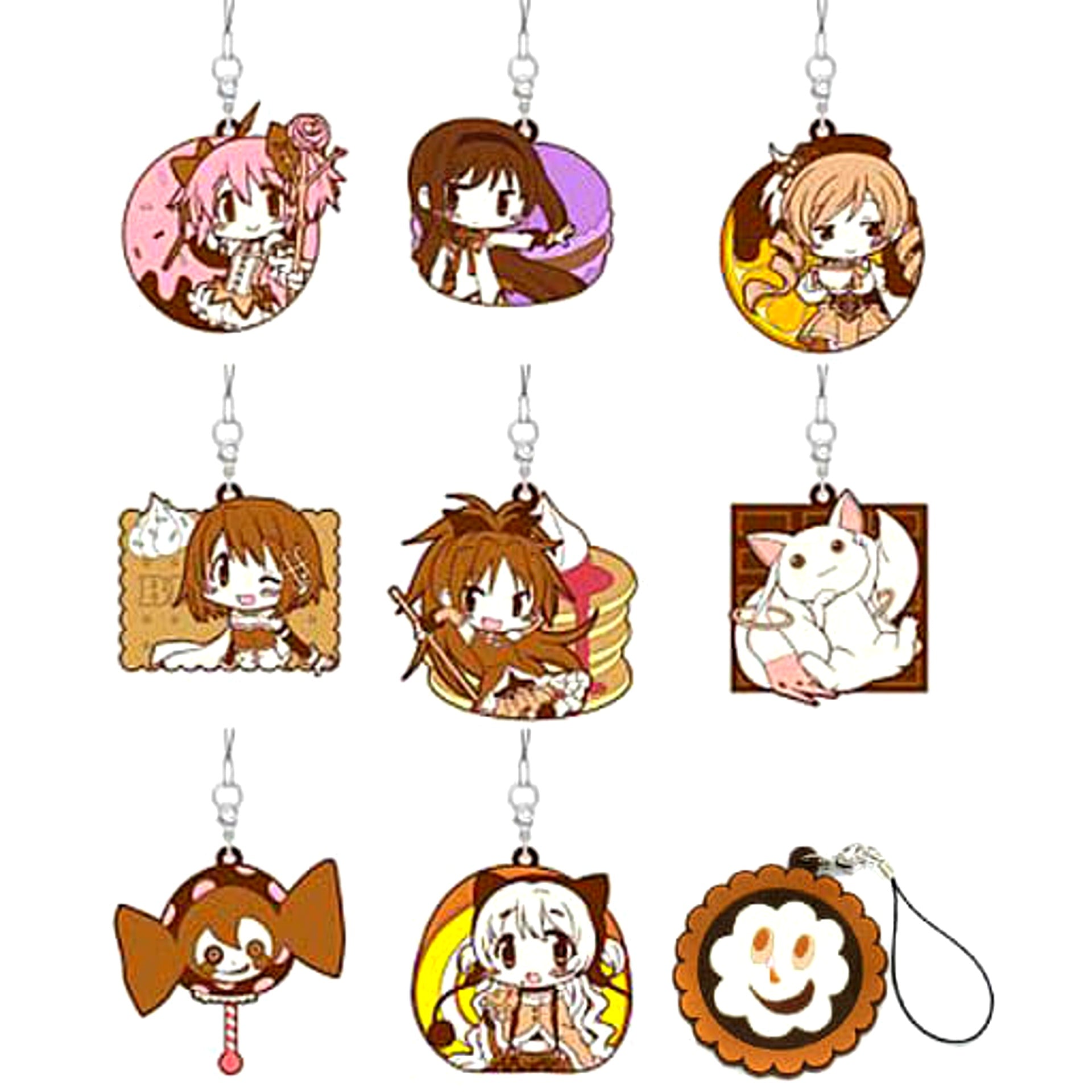 Set of 9 Puella Magi Madoka Magica the Movie Rebellion Trading Chocolate Style Rubber Mascot [USED]