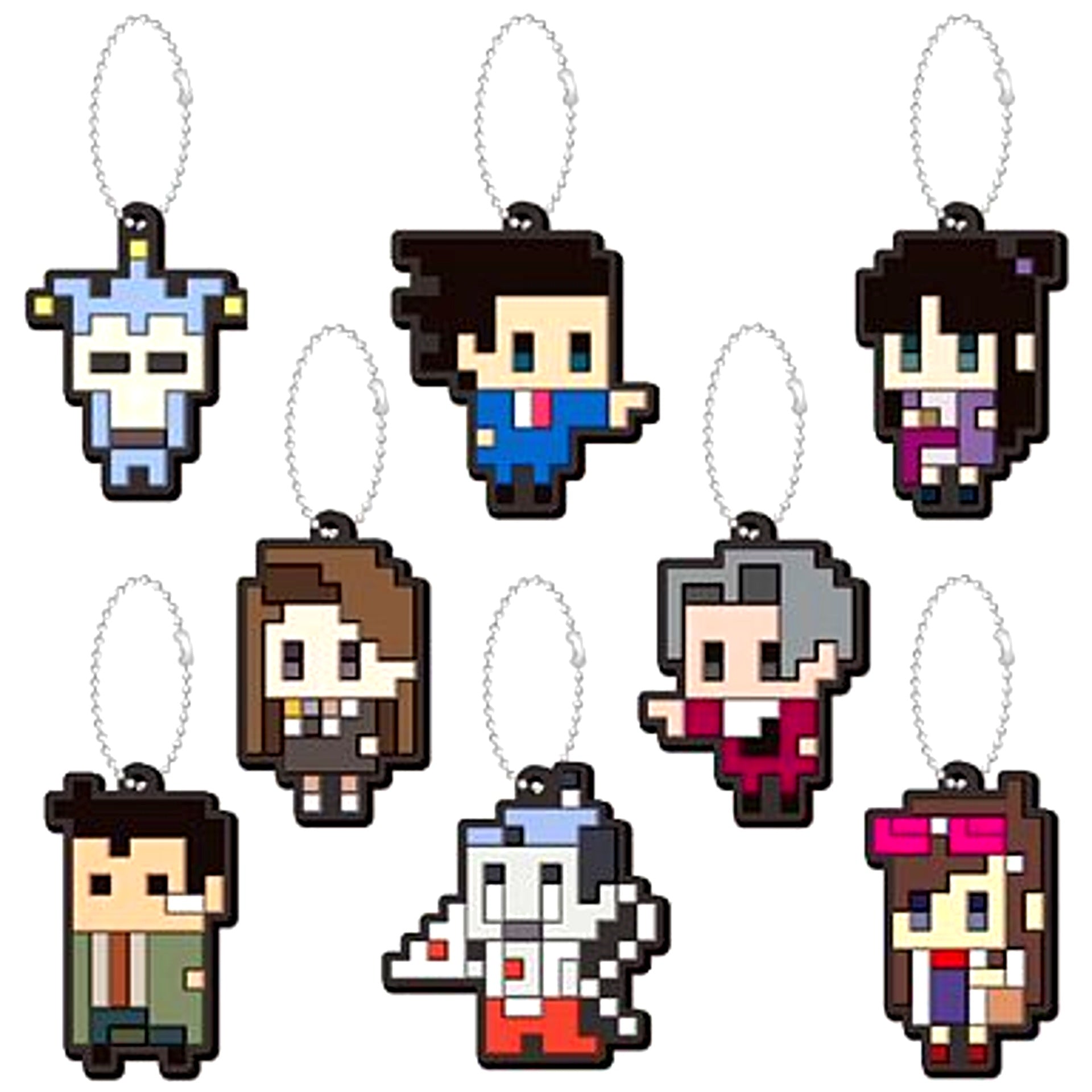 Set of 8 Ace Attorney Dot Character Rubber Mascot Collection [USED]