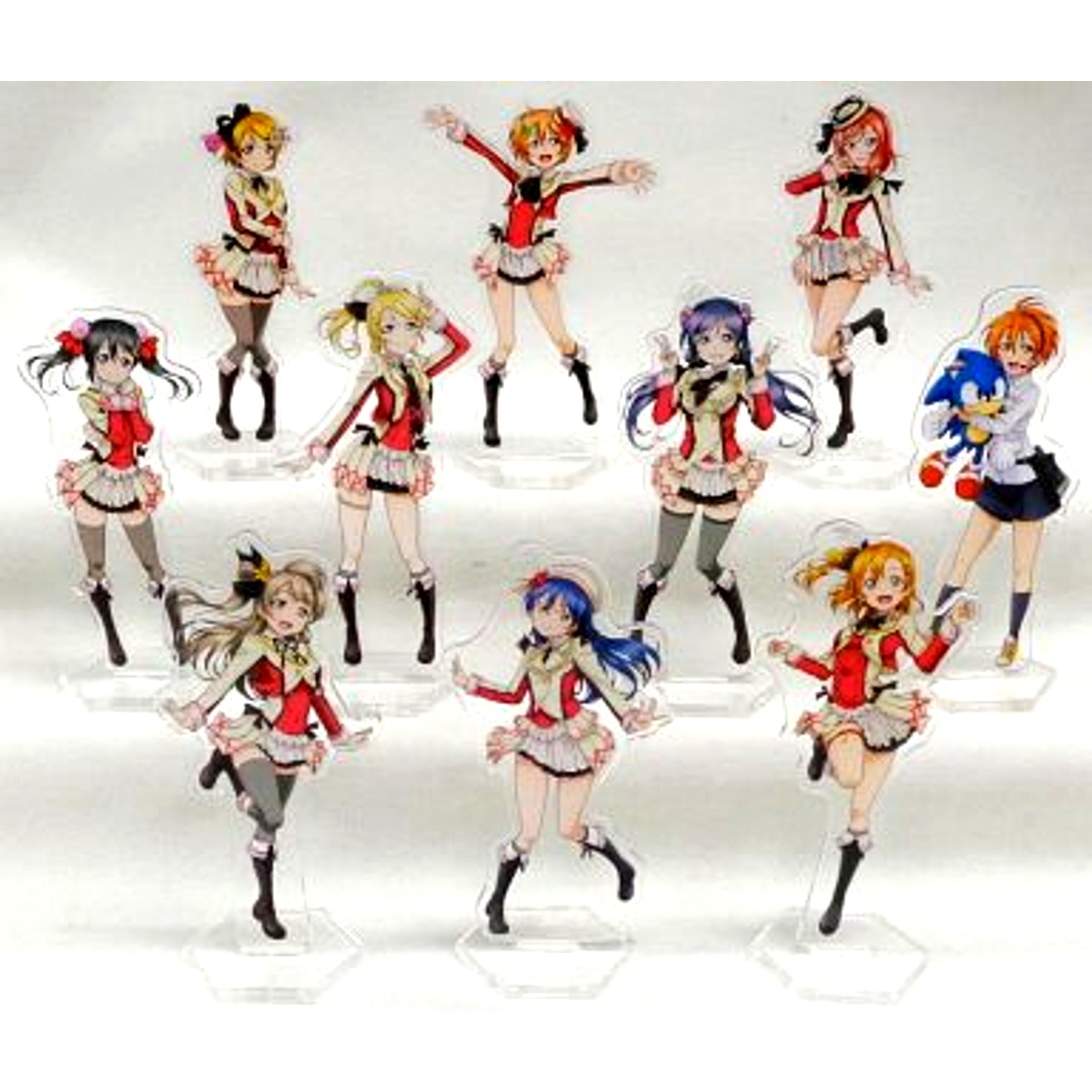 Set of 10 Love Live x Sega Acrylic Stand Panel Sega Staff Image Girl Rin Inauguration Commemoration Campaign Item [USED]