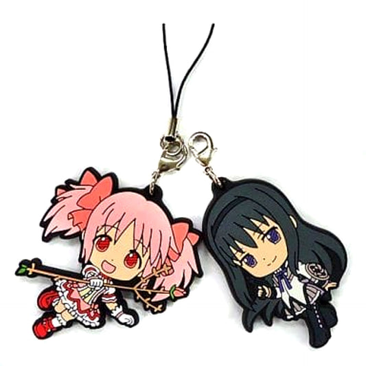Puella Magi Madoka Magica The Movie Rebellion Madoka Homura Ichiban Kuji Premium Rubber Charm Kyunchara Illustrations Prize I Keychains [USED]