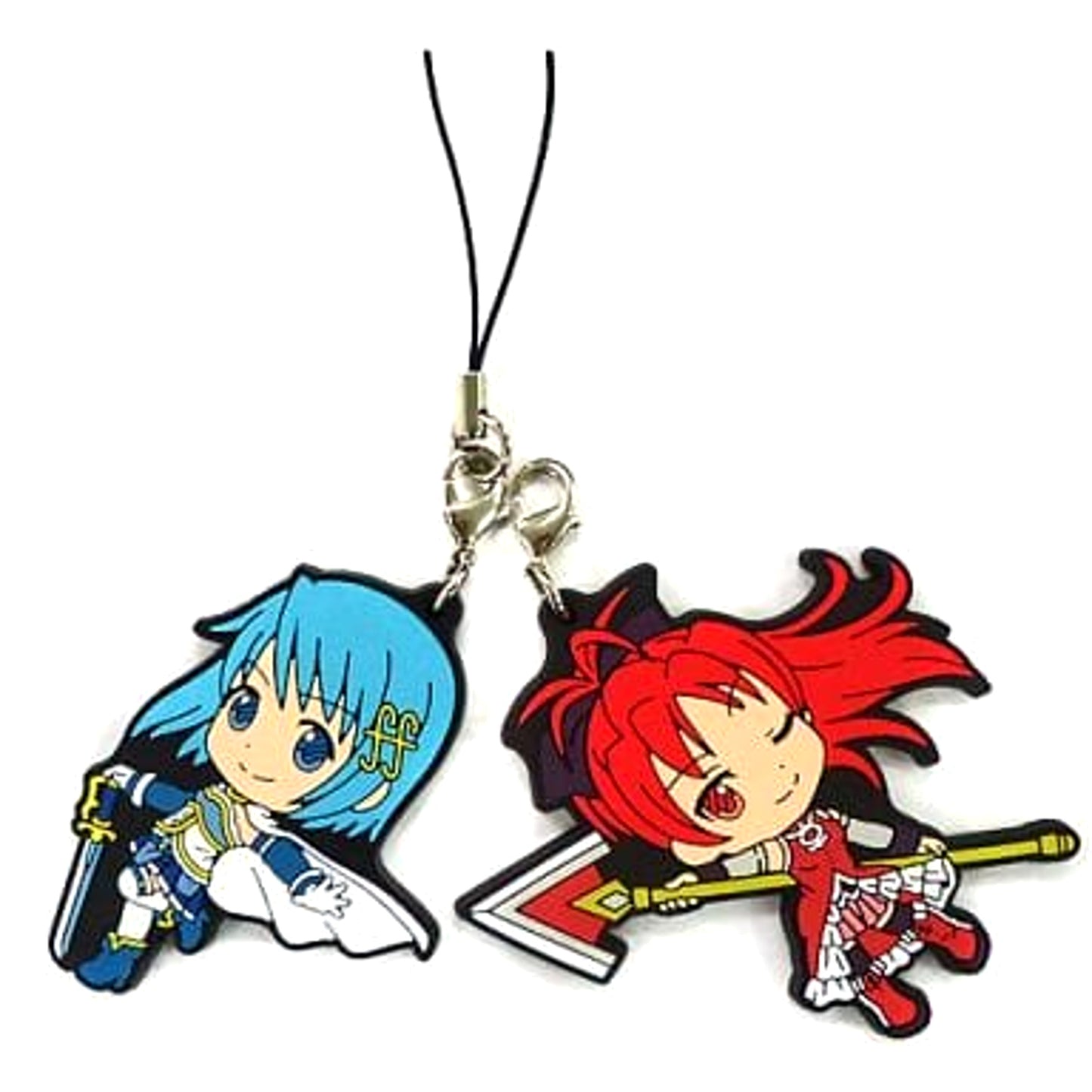 Puella Magi Madoka Magica The Movie Rebellion Kyoko Sayaka Ichiban Kuji Premium Rubber Charm Kyunchara Illustrations Prize I Keychains [USED]