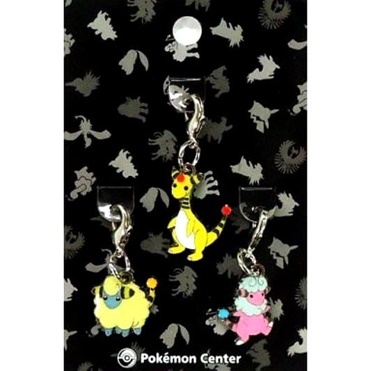 Mareep & Flaaffy & Ampharos Pokemon 053. 054. 055. Johto Pokedex Metal Charm Set of 3 Pokemon Center Limited [USED]