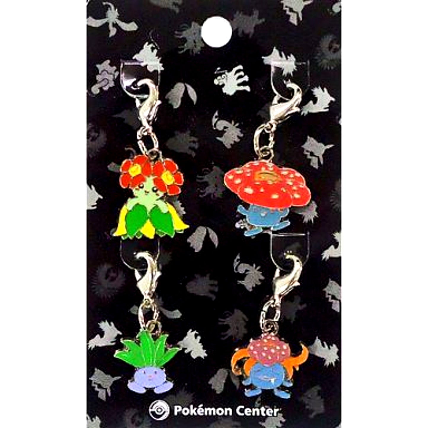 Oddish & Gloom & Vileplume & Bellossom Pokemon 083. 084. 085. 086. Johto Pokedex Metal Charm Set of 4 Pokemon Center Limited [USED]