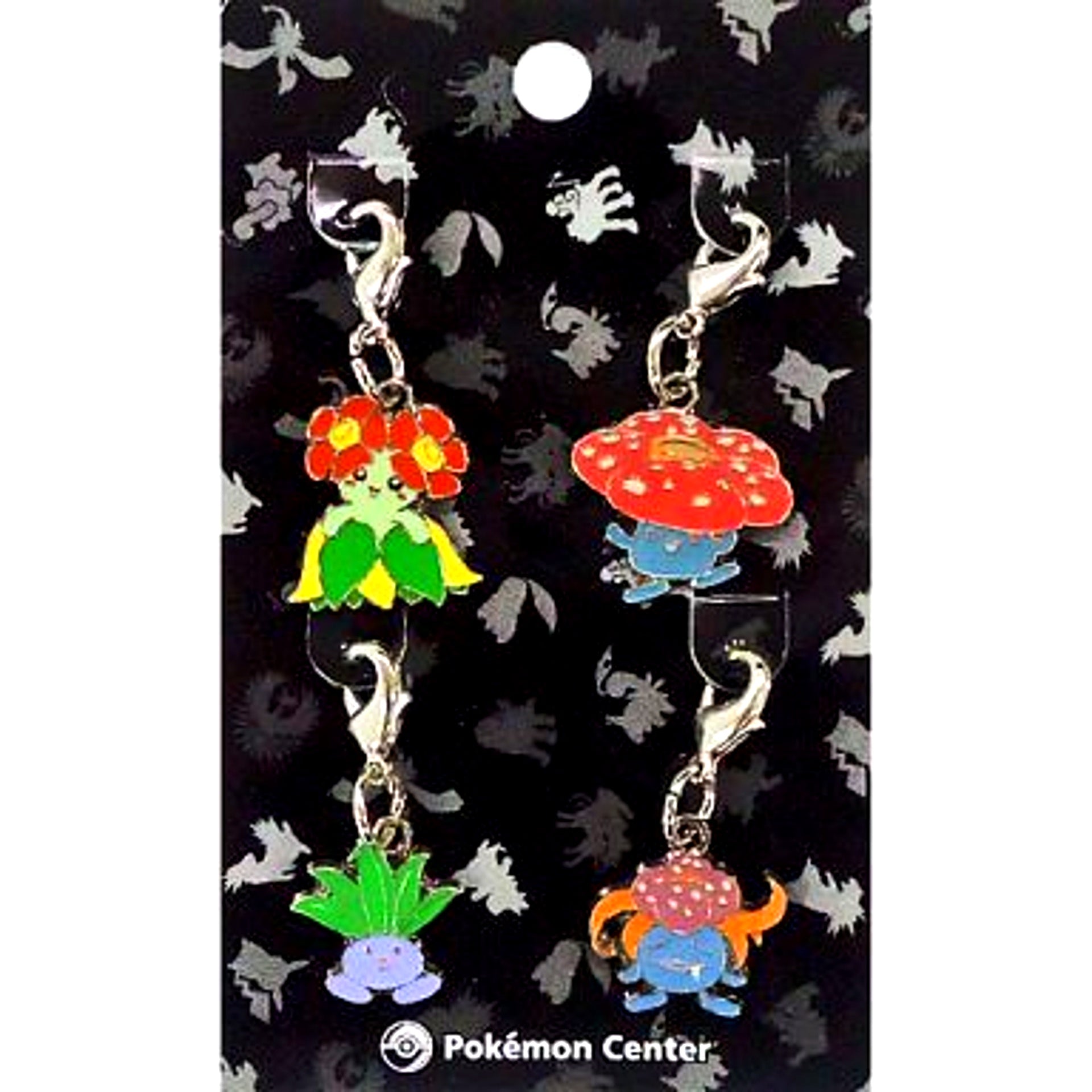 Oddish & Gloom & Vileplume & Bellossom Pokemon 083. 084. 085. 086. Johto Pokedex Metal Charm Set of 4 Pokemon Center Limited [USED]