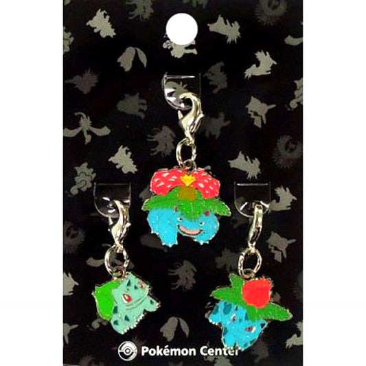 Set of 3 231 Bulbasaur 232 Ivysaur 233 Venusaur Johto Pokedex Metal Charm Pokemon Pokemon Center Ltd [USED]