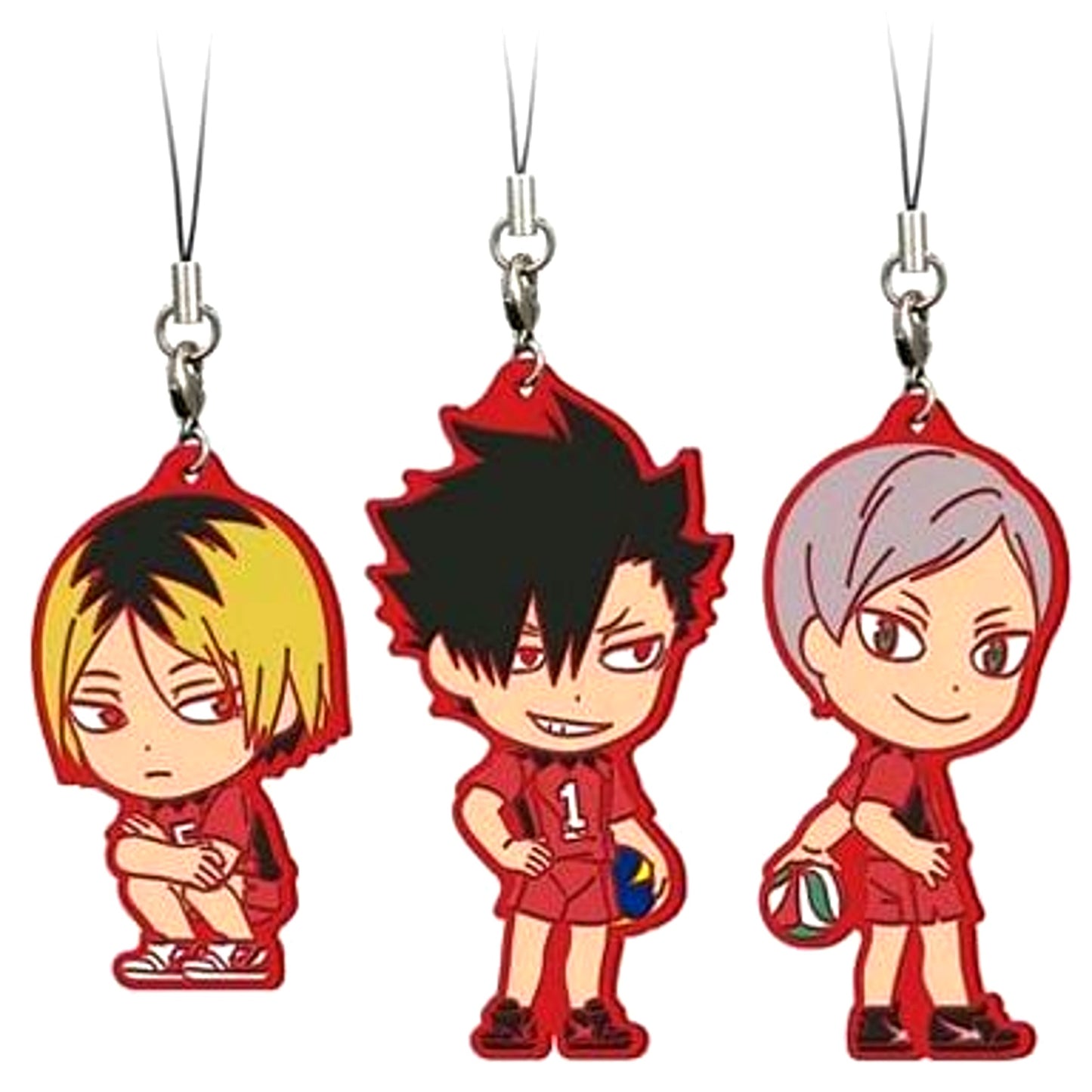 Kuroo Kozume Haiba Haikyu!! Shin Gomisuteba no Kessen Ichiban Kuji G Prize Kyun Chara Illustrations Nekoma Rubber Strap Set [USED]