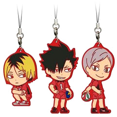Kuroo Kozume Haiba Haikyu!! Shin Gomisuteba no Kessen Ichiban Kuji G Prize Kyun Chara Illustrations Nekoma Rubber Strap Set [USED]