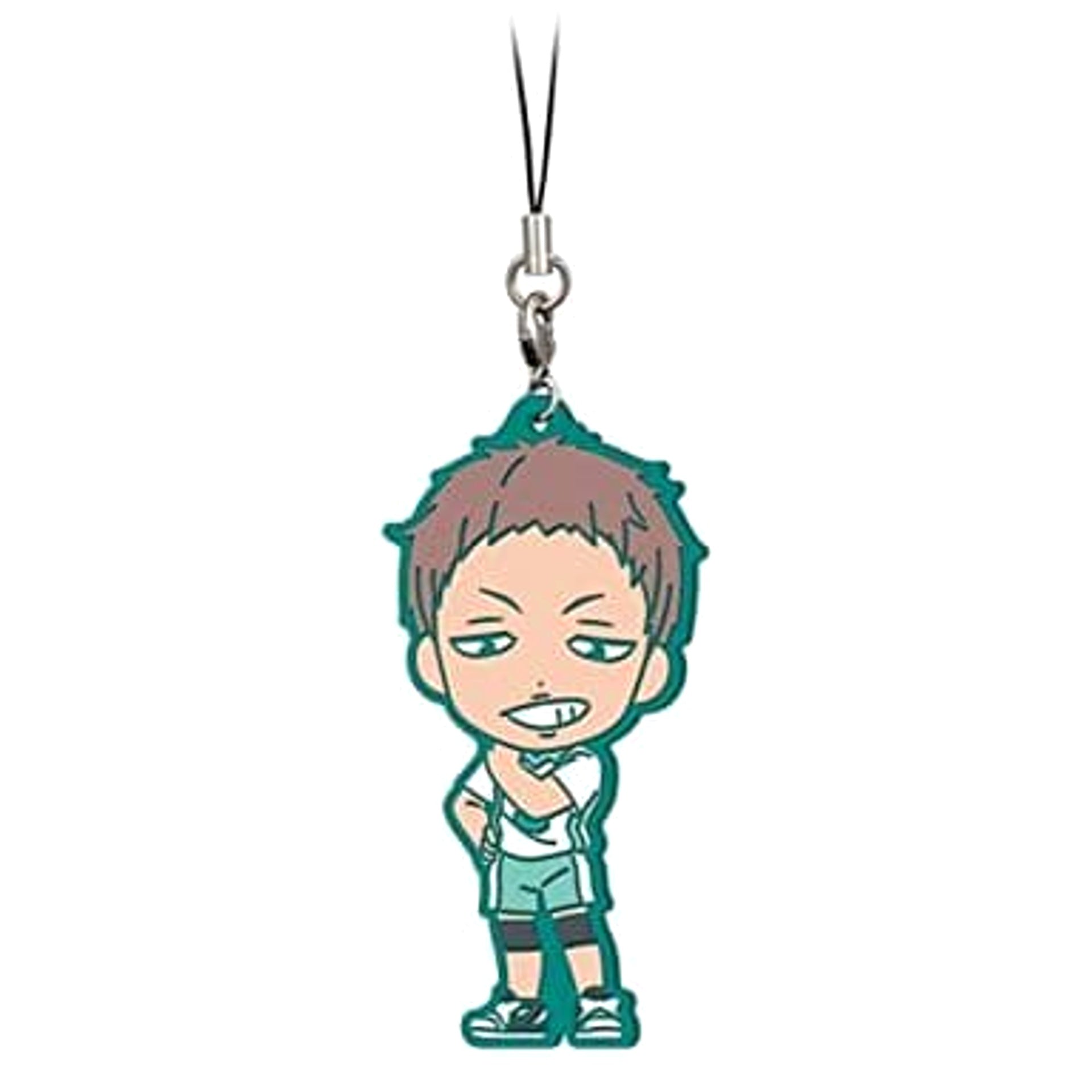 Haikyu!! Takahiro Hanamaki Ichiban Kuji Decisive Battle At The New Garbage Dump! Rival School Rubber Strap Kyunchara Illustrations Prize J Keychains [USED]