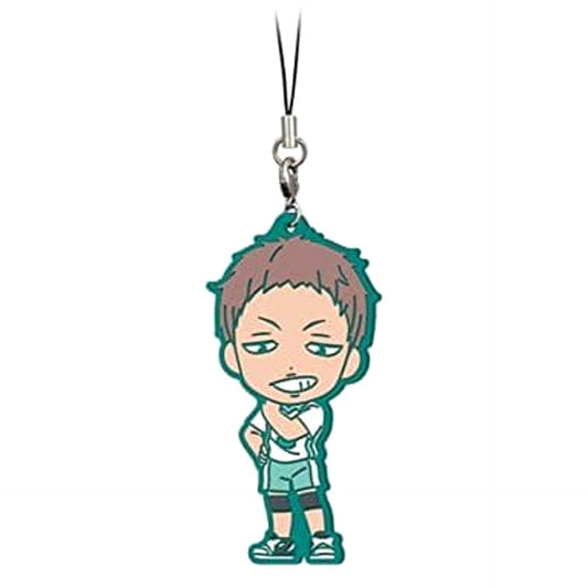 Haikyu!! Takahiro Hanamaki Ichiban Kuji Decisive Battle At The New Garbage Dump! Rival School Rubber Strap Kyunchara Illustrations Prize J Keychains [USED]