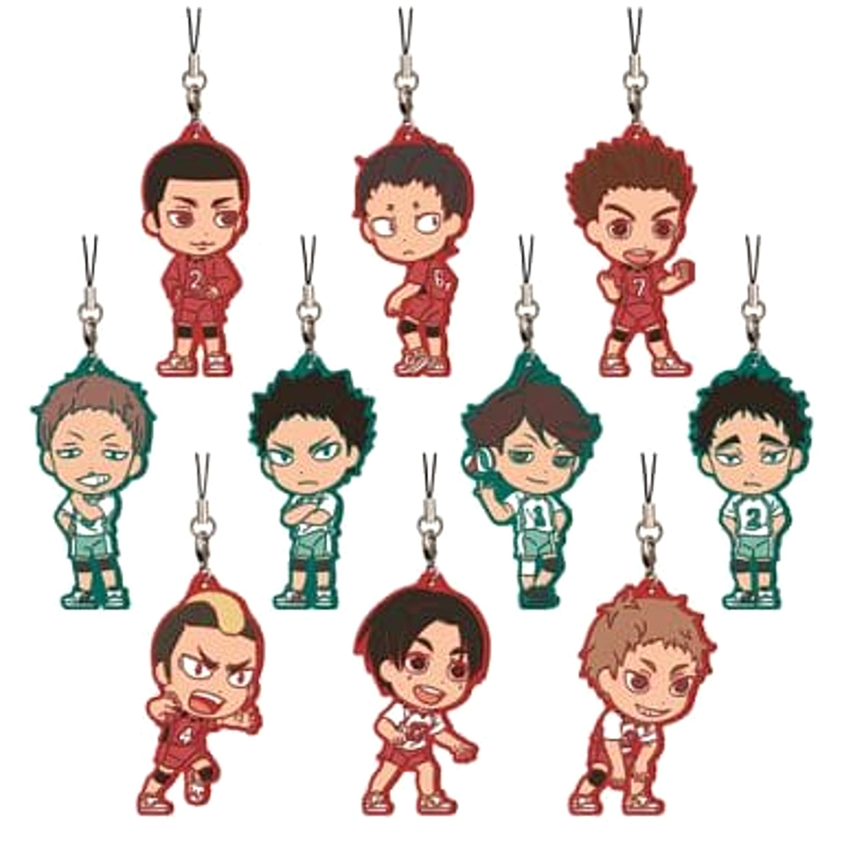 Haikyu!! Shohei Fukunaga & Others All 10 Types Set Ichiban Kuji Decisive Battle At The New Garbage Dump! Rival School Rubber Strap Kyunchara Illustrations Prize J Keychains [USED]
