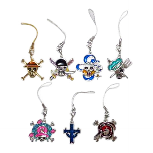 Roronoa Zoro, etc. One Piece Pirate Flag Strap 2012 Ver. One Piece Exhibition Limited All 6 Types, 1 Set of Box Privilege Key Ring [USED]
