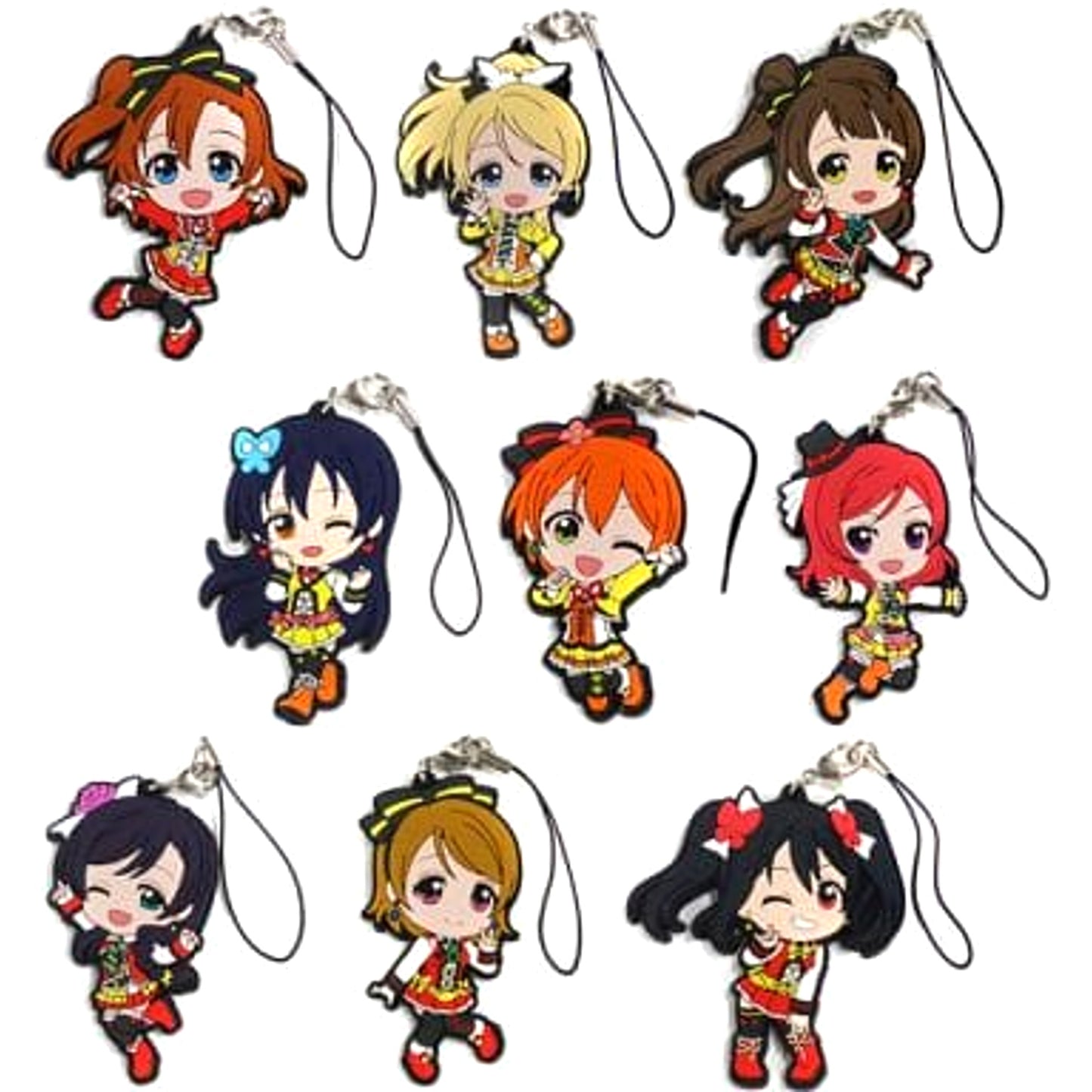 Love Live! The School Idol Movie Kotori Minami & Others All 9 Types Set Ichiban Kuji Rubber Charm Kyunchara Illustrations Prize M [USED]