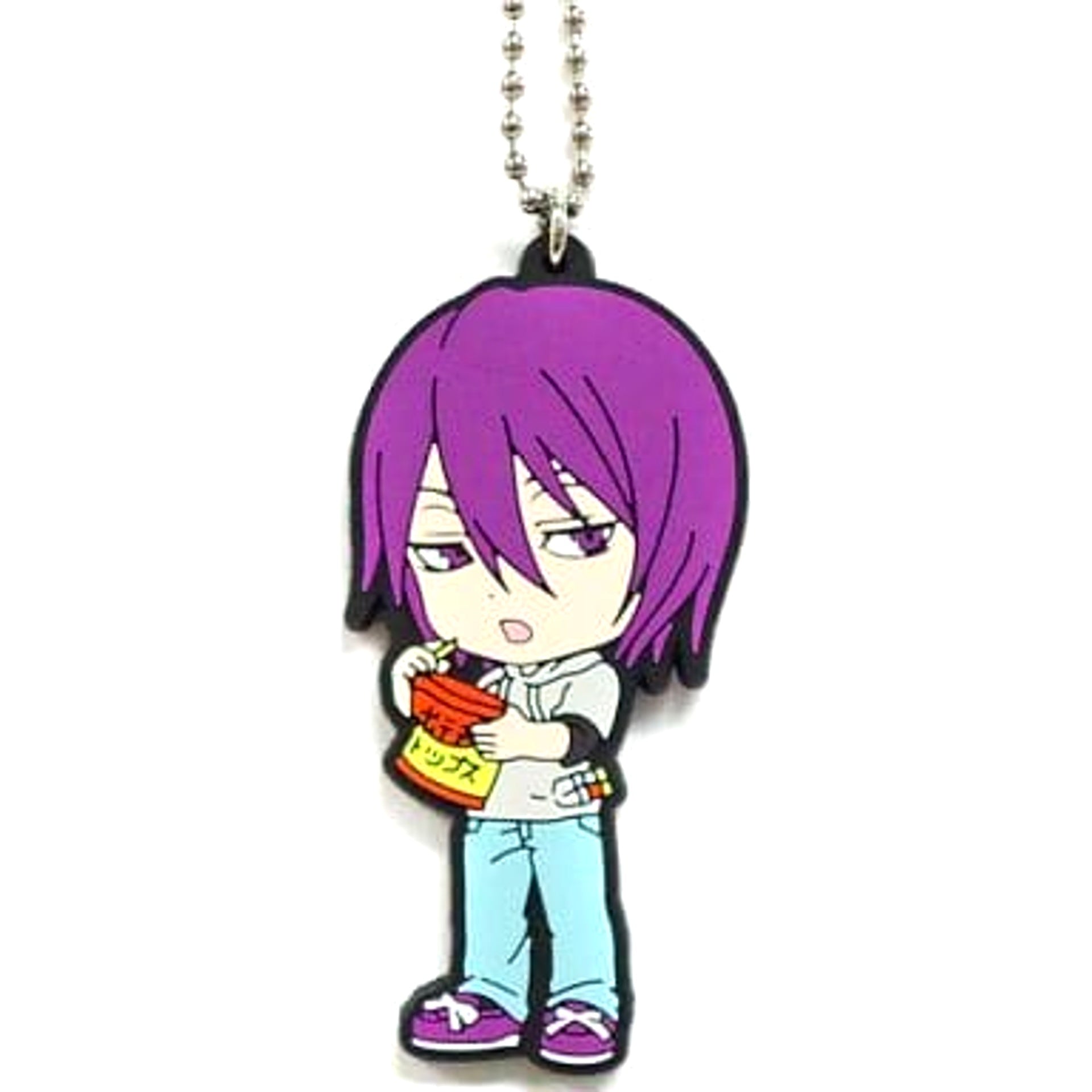 Kuroko's Basketball Atsushi Murasakibara Kyun Chara Illustrations Ichiban Kuji Let's Do Street Basket! Rubber Mascot Prize K Keychains [USED]