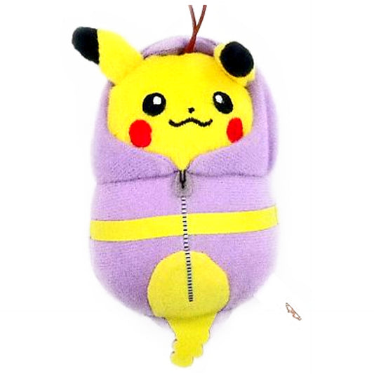 Pokemon Ekans Sleeping Bag Pikachu Mascot with Elastic Cord Ichiban Kuji Pikachu Sleeping Bag Collection Prize F Keychains [USED]