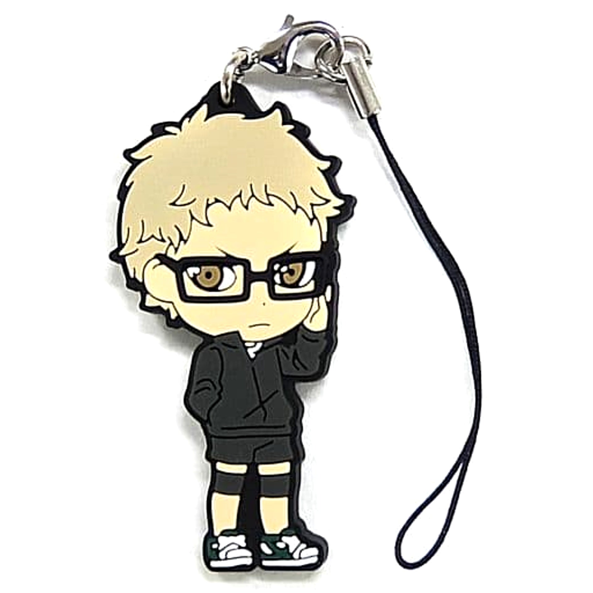 Haikyu!! Kei Tsukishima Ichiban Kuji Let's Go Tokyo!! Karasuno Rubber Strap Kyunchara Illustrations Prize H Keychains [USED]