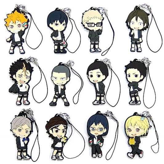 Haikyu!! Tobio Kageyama & Others All 12 Types Set Ichiban Kuji Let's Go Tokyo!! Karasuno Rubber Strap Kyunchara Illustrations Prize H Keychains [USED]