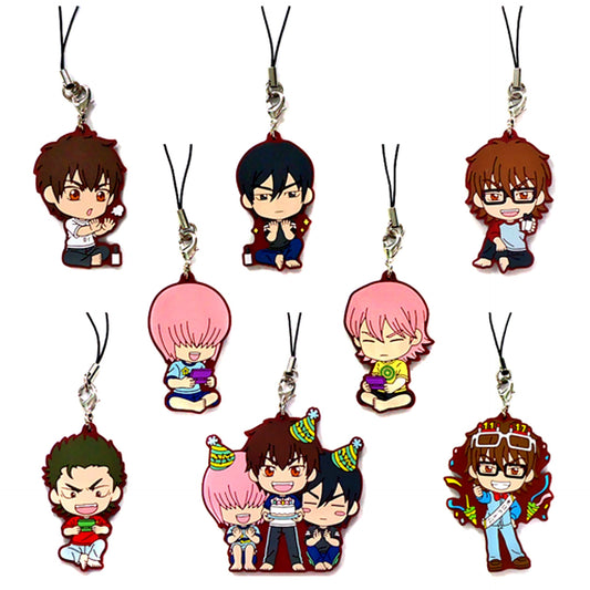 Set of 8 I Prize At Seishin Dormitory Kyun Chara Illustrations Ichiban Kuji Ace of Diamond After the Game Rubber Strap [USED]