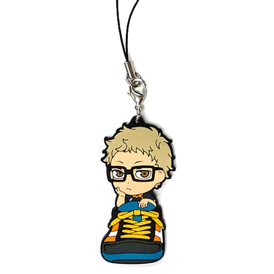 Haikyu!! Kei Tsukishima Ichiban Kuji Touji Danketsu! Karasuno Rubber Strap Kyunchara Illustrations Sporin Prize K Keychains [USED]