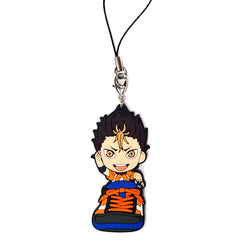 Haikyu!! Yu Nishinoya Ichiban Kuji Touji Danketsu! Karasuno Rubber Strap Kyunchara Illustrations Sporin Prize K Keychains [USED]