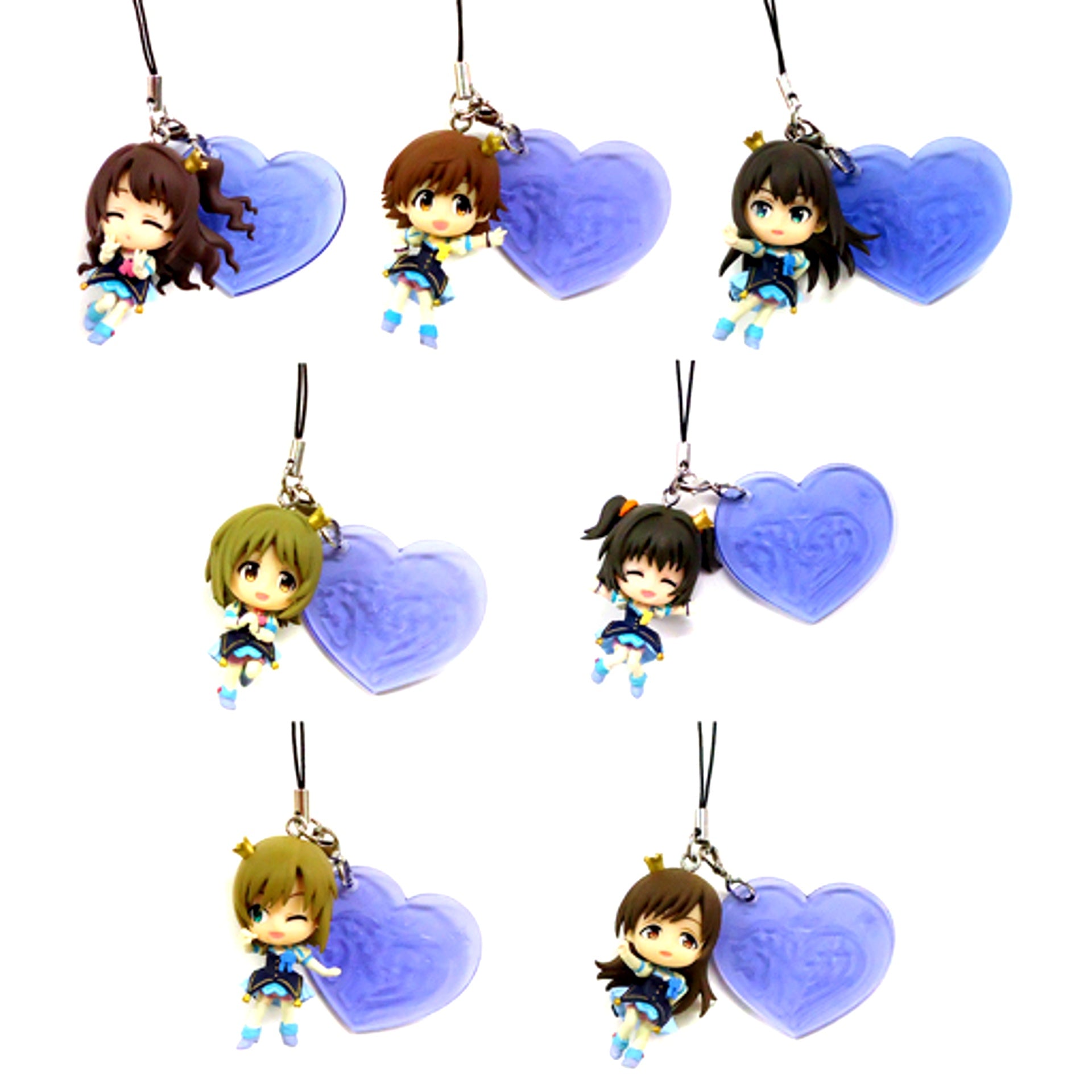 Set of 7 Prize I The Idolmaster Cinderella Girls PART1 Ichiban Kuji Premium Kyun Chara Accent Strap [USED]