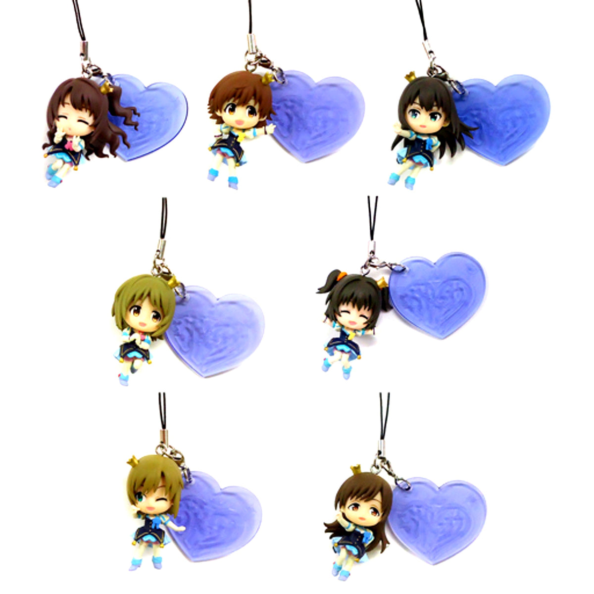 Set of 7 Prize I The Idolmaster Cinderella Girls PART1 Ichiban Kuji Premium Kyun Chara Accent Strap [USED]