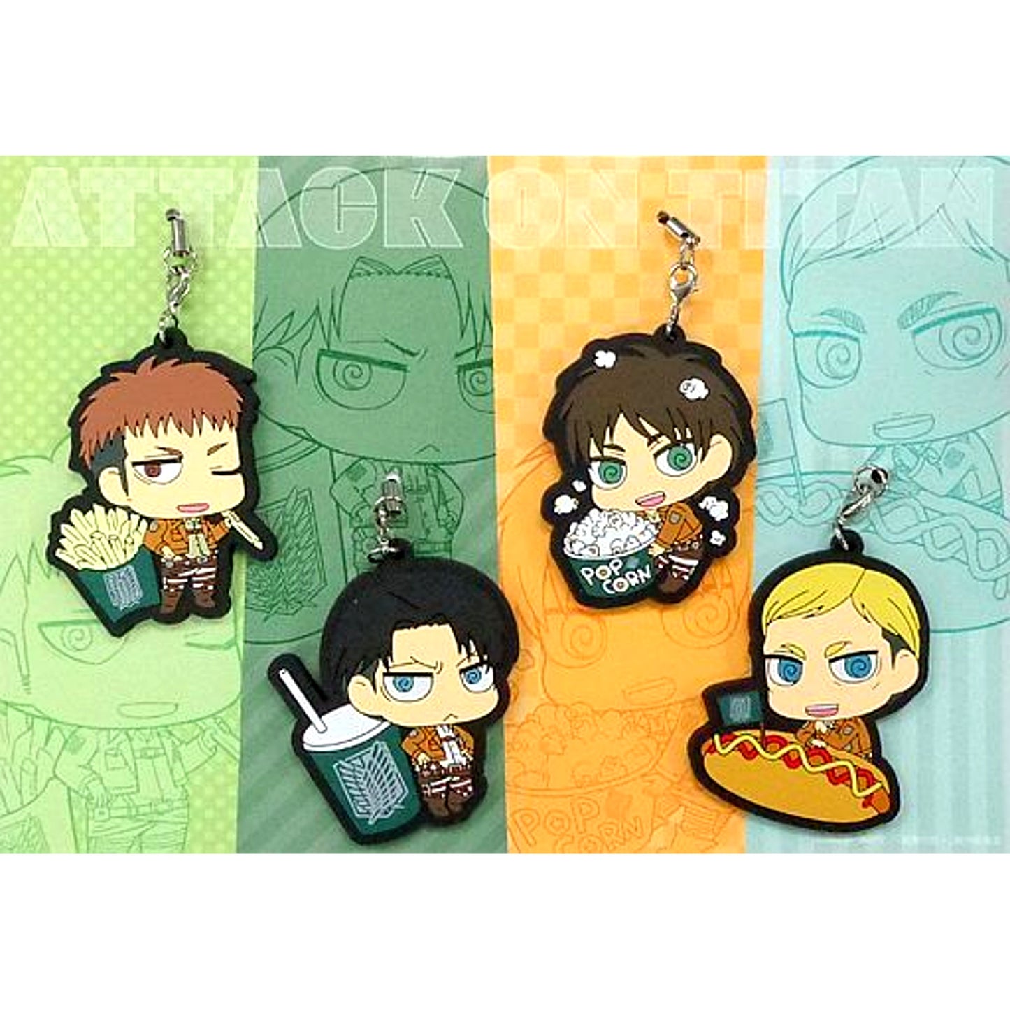 Set of 4 Group Attack on Titan Movie Part 2 Wings of Freedom Rubber Strap Theater Goods [USED]