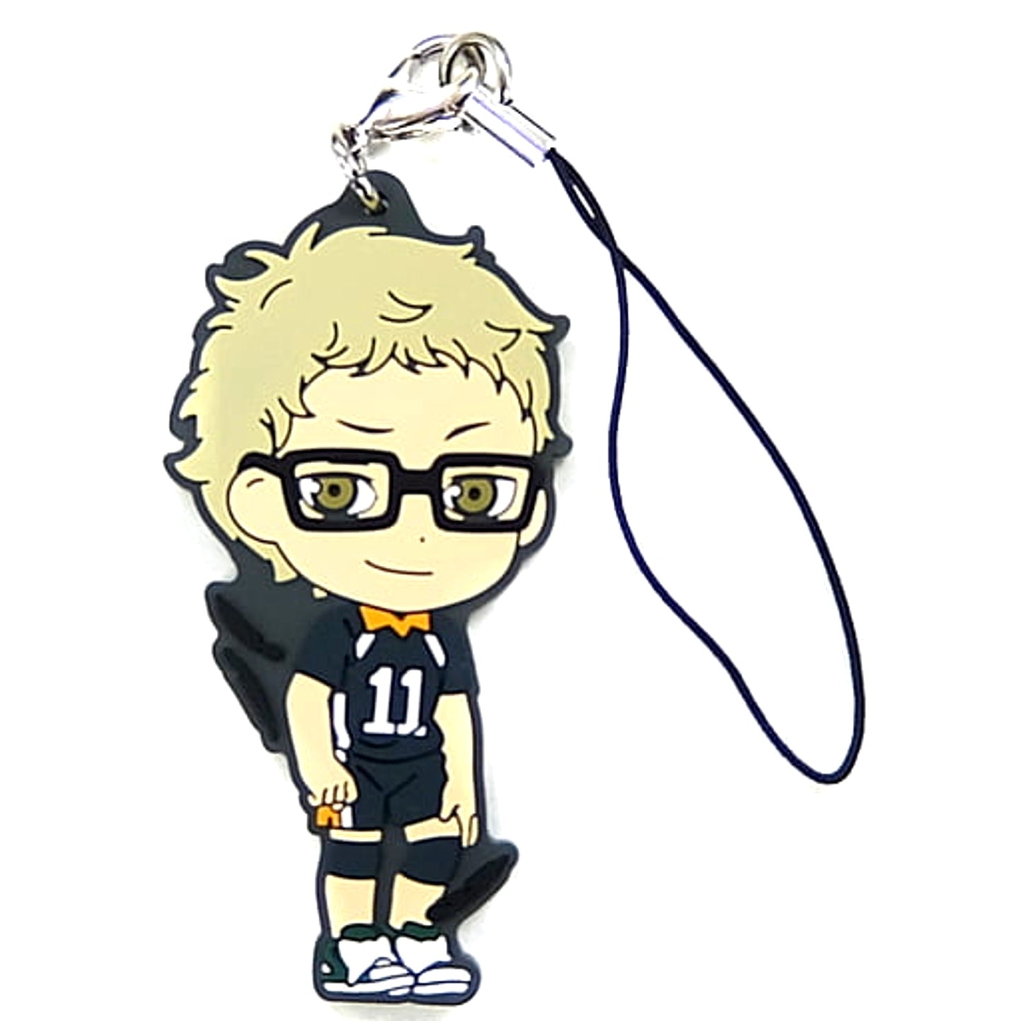 Haikyu!! Kei Tsukishima Ichiban Kuji Fateful Showdown! Karasuno Vs Aoba Johsai! Karasuno Rubber Strap Kyunchara Illustrations Prize K Keychains [USED]