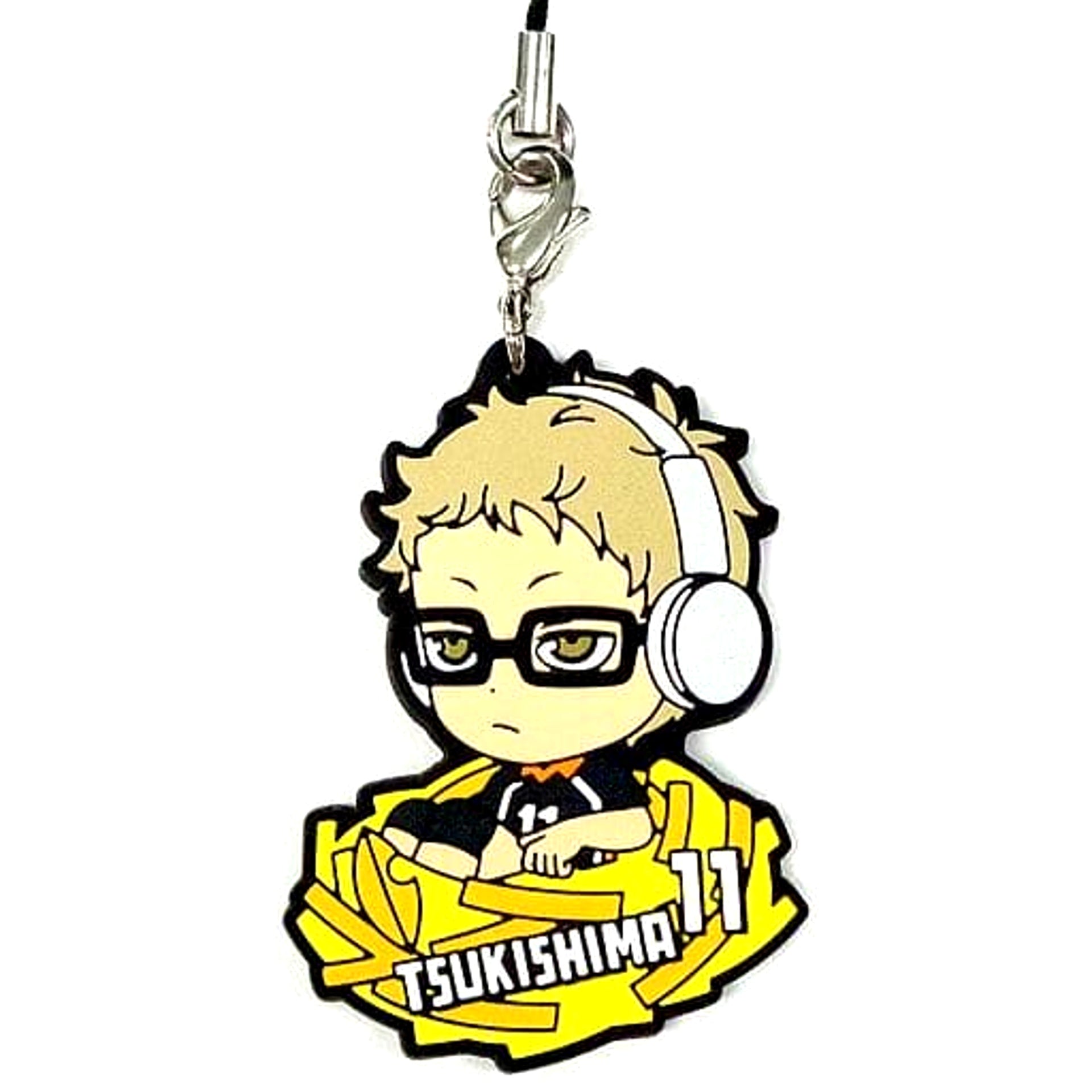 Haikyu!! Kei Tsukishima Ichiban Kuji Eiyuu Gouketsu!! Karasuno Rubber Strap Kyunchara Illustrations Prize M Keychains [USED]