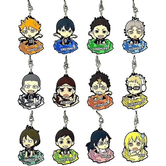 Haikyu!! Tobio Kageyama & Others All 12 Types Set Ichiban Kuji Eiyuu Gouketsu!! Karasuno Rubber Strap Kyunchara Illustrations Prize M Keychains [USED]