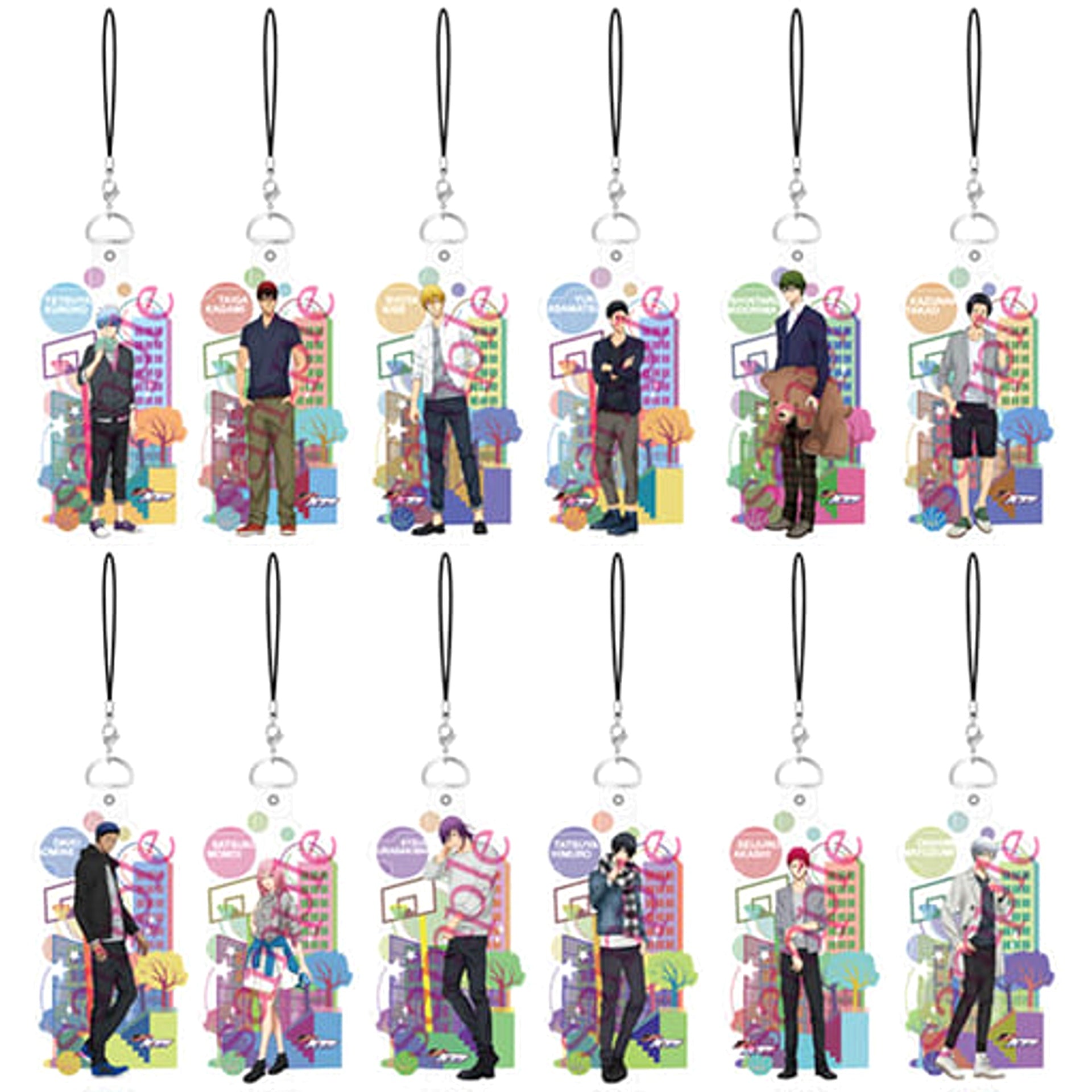 Kuroko's Basketball Tetsuya Kuroko & Others All 12 Types Set Character Vinyl Strap Keychains [USED]