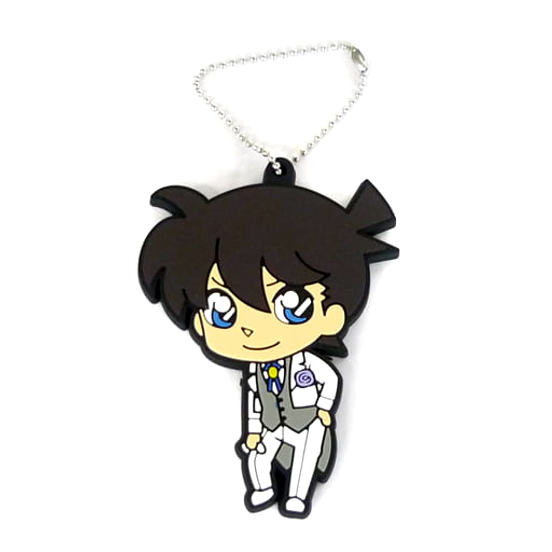 Detective Conan Shinichi Kudo Sega Lucky Kuji Black and White Rubber Mascot White Prize C [USED]