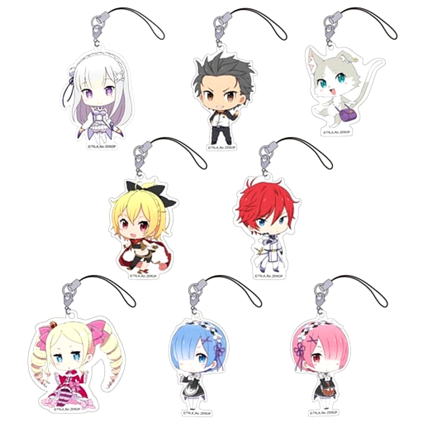 Set of 8 Re:ZERO -Starting Life in Another World- Puchikko Trading Acrylic Strap [USED]