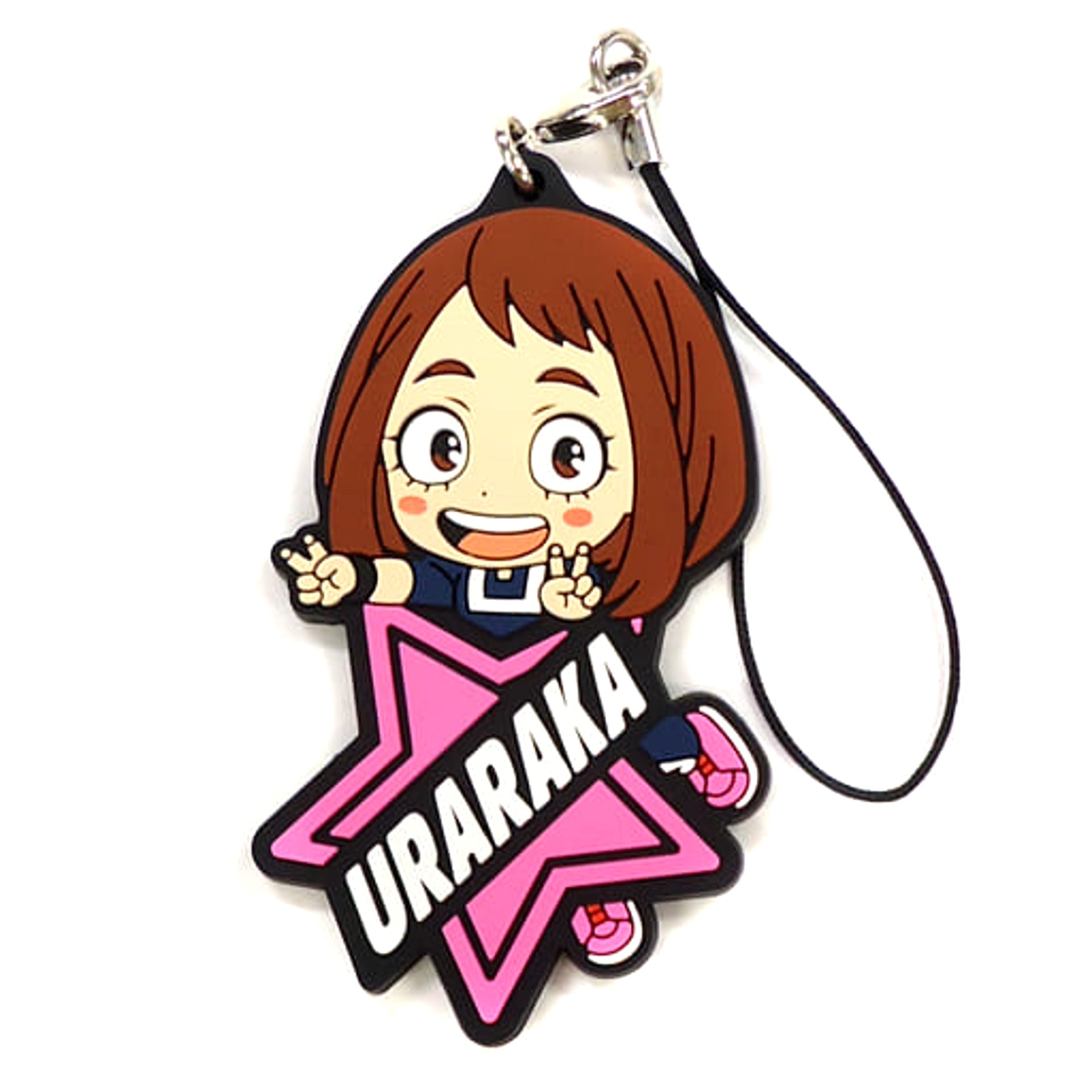 My Hero Academia Ochaco Uraraka Ichiban Kuji White or Black! Rubber Charm Kyunchara Illustrations Prize F Keychains [USED]