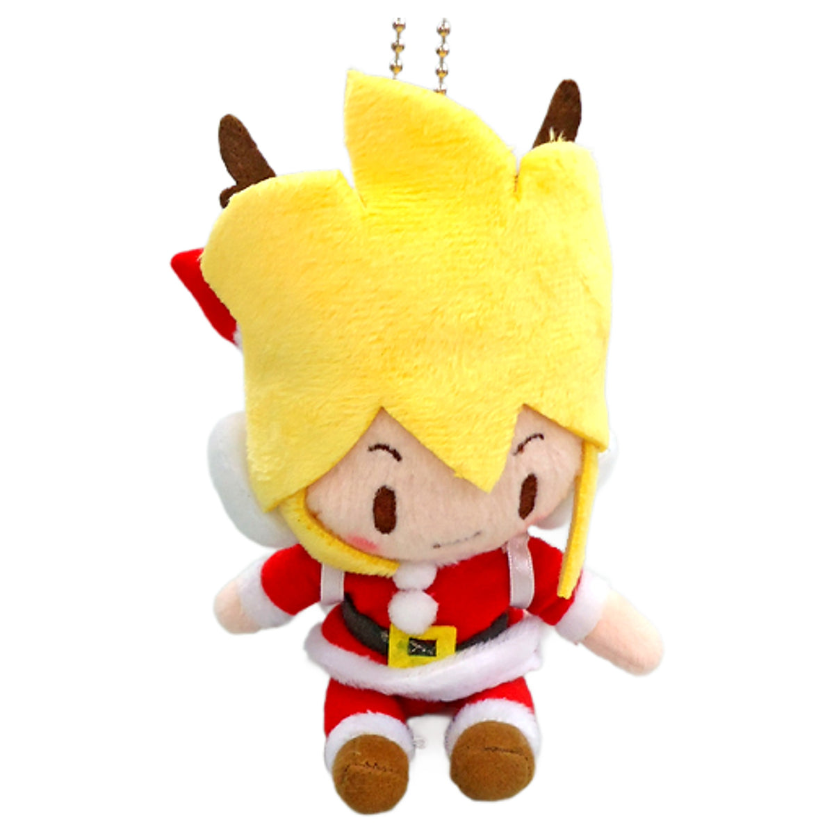 Kagamine Len Hatsune Miku Project DIVA F 2nd Rin & Len & Luka Christmas Fluffy Keychain Mascot [USED]