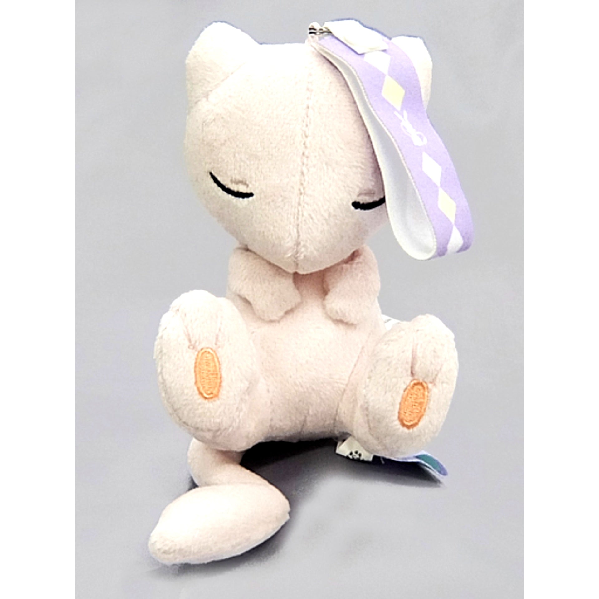 Mew Hands on Chest / Both Eyes Closed I LOVE MEW Big Plush Attachable with Belt Pokemon [USED]